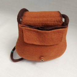Wet-felted organiser handbag, with decorative front flap
