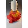 Wet-felted red & yellow wavy edged scarf - wool and silk