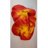 Wet-felted red & yellow wavy edged scarf - wool and silk