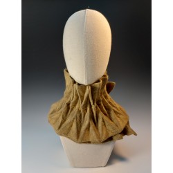 Pleated, yellow/green scarf.  Wet-felted angora rabbit fur & silk.