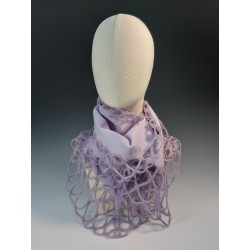 Lilac, lacy-edged  wet-felted scarf. Wet-felted merino wool, silk, and yarn