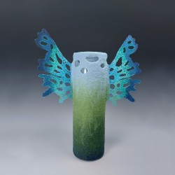 Butterfly-wing vase - felt & freehand machine embroidery