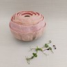 Organic multi-layered wet-felted vessel in pink and green