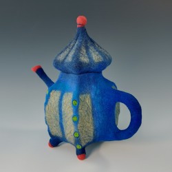 Blue nuno-felted teapot