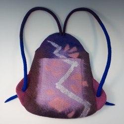 Wet-Felted Backpack – Zigzag Pattern in blue and purple hues