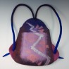 Wet-Felted Backpack – Zigzag Pattern in blue and purple hues