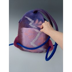 Wet-Felted Backpack – Zigzag Pattern in blue and purple hues