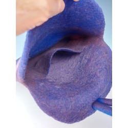 Wet-Felted Backpack – Zigzag Pattern in blue and purple hues