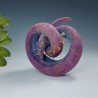 Curled felt form with bugle bead spines and round gold beads