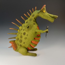 Wet-felted Baby Dragon Doorstop