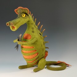 Wet-felted Baby Dragon Doorstop