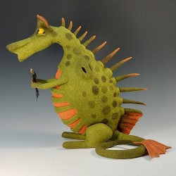 Wet-felted Baby Dragon Doorstop