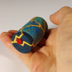 Miniature functional wet-felted Kintsugi jar with fitted lid