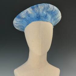 Blue beret wet-felted in hand-dyed Blue-faced Leicester wool