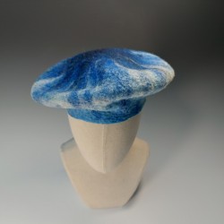 Blue beret wet-felted in hand-dyed Blue-faced Leicester wool