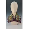 Colourful wet-felted pleated scarf in merino wool and silk