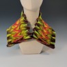 Colourful wet-felted pleated scarf in merino wool and silk