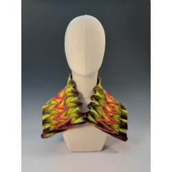 Colourful wet-felted pleated scarf in merino wool and silk