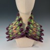 Colourful wet-felted pleated scarf in merino wool and silk