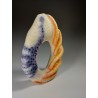 Oval ring vessel in nuno-felted wool, silk, and viscose.