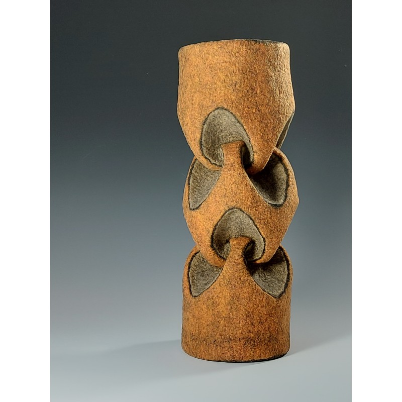 Curve‑folded Origami Tower: Wet‑felted Merino Wool