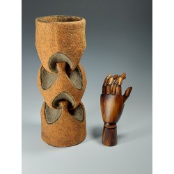 Curve‑folded Origami Tower: Wet‑felted Merino Wool