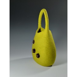 Wet-felted Wool Handbag – Green with Purple & Gold Accents