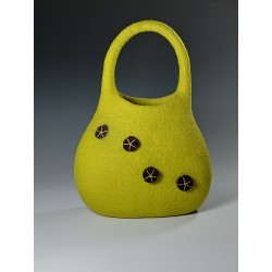 Wet-felted Wool Handbag – Green with Purple & Gold Accents