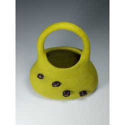 Wet-felted Wool Handbag – Green with Purple & Gold Accents