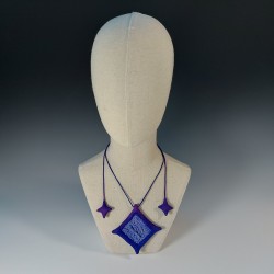 Purple Wet-Felted Pendant Necklace with Silk & Beading