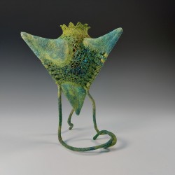 Messenger from the Deep – Shamanic Felt Sculpture  Fibre Art  Merino Wool & Kozo Paper Mixed‑Media Sculpture