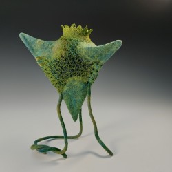 Messenger from the Deep – Shamanic Felt Sculpture  Fibre Art  Merino Wool & Kozo Paper Mixed‑Media Sculpture