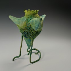 Messenger from the Deep – Shamanic Felt Sculpture  Fibre Art  Merino Wool & Kozo Paper Mixed‑Media Sculpture