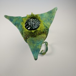 Messenger from the Deep – Shamanic Felt Sculpture  Fibre Art  Merino Wool & Kozo Paper Mixed‑Media Sculpture