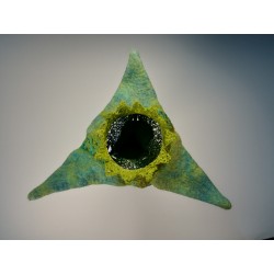 Messenger from the Deep – Shamanic Felt Sculpture  Fibre Art  Merino Wool & Kozo Paper Mixed‑Media Sculpture