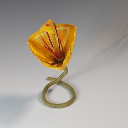 Yellow Trumpet Flower – Felted and Embroidered Botanical Sculpture