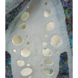 Ocean Tri‑Whirl – Wet Felted Wool & Silk Sculpture