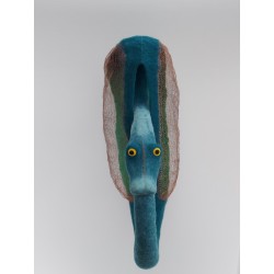 Mixed-media Ouroboros Klein Bottle - wet felted with knitted copper wire panels