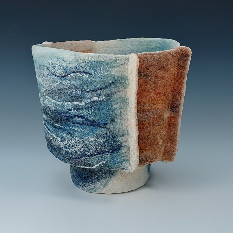Iron and Water – Wet‑Felted Sculptural Vessel