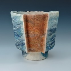 Iron and Water – Wet‑Felted Sculptural Vessel