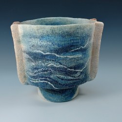 Iron and Water – Wet‑Felted Sculptural Vessel