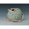 Carved Gourd Vessel – Wet-felted, hand‑dyed wool & silk