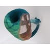Mixed-media Ouroboros Klein Bottle - wet felted with knitted copper wire panels