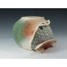Carved Gourd Vessel – Wet-felted, hand‑dyed wool & silk