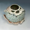 Carved Gourd Vessel – Wet-felted, hand‑dyed wool & silk