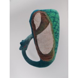 Mixed-media Ouroboros Klein Bottle - wet felted with knitted copper wire panels