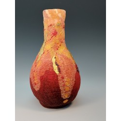 Molten Flow - wet-felted wool vessel incorporating paper and silk