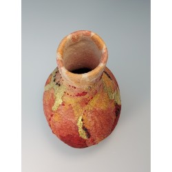 Molten Flow - wet-felted wool vessel incorporating paper and silk