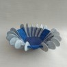 Finned Wet-felted Dish in Blue and White