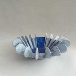 Finned Wet-felted Dish in Blue and White